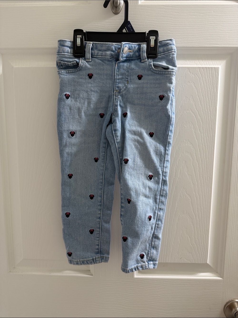 Disney Light Blue Denim Jeans with Red Heart Embroidery